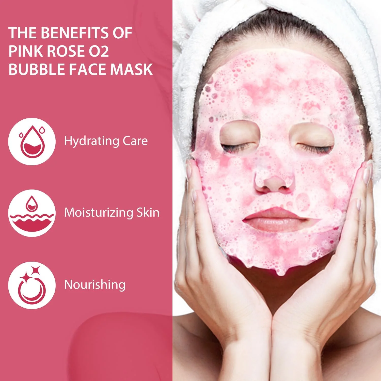 Маска для обличчя пінна Pack of 10 Pink Rose O2 бульбашкова Очищення та омолодження, фото №2
