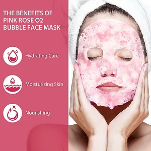 Маска для обличчя пінна Pack of 10 Pink Rose O2 бульбашкова Очищення та омолодження synthetic.ua - Фото 1