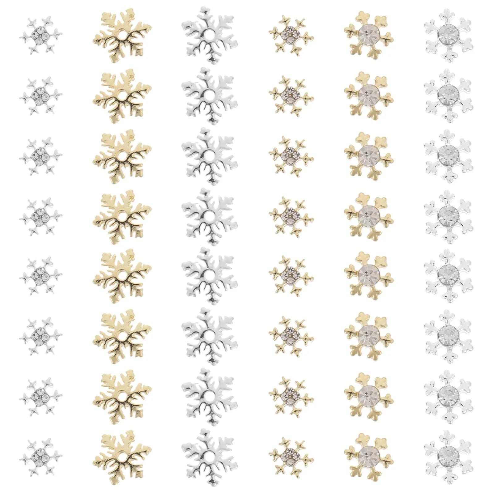Украшения для ногтей Снежинка ERINGOGO, 60 шт., Золотые и серебряные блестящие украшения для ногтей, Мелкие украшения для ногтей для праздничных событий, фото №1