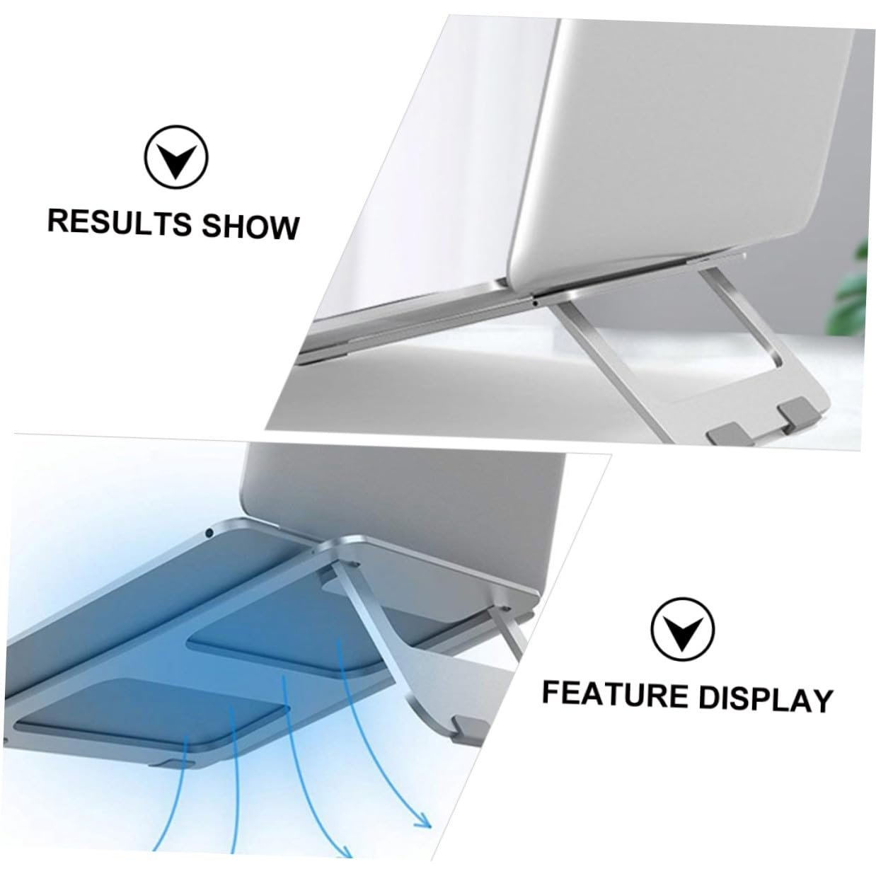 Подставка для ноутбука складная Алюминиевый сплав Эргономичный Наклон Держатель для ноутбука Рассеивание тепла Поддержка для ноутбука для офиса и в дороге, фото №2