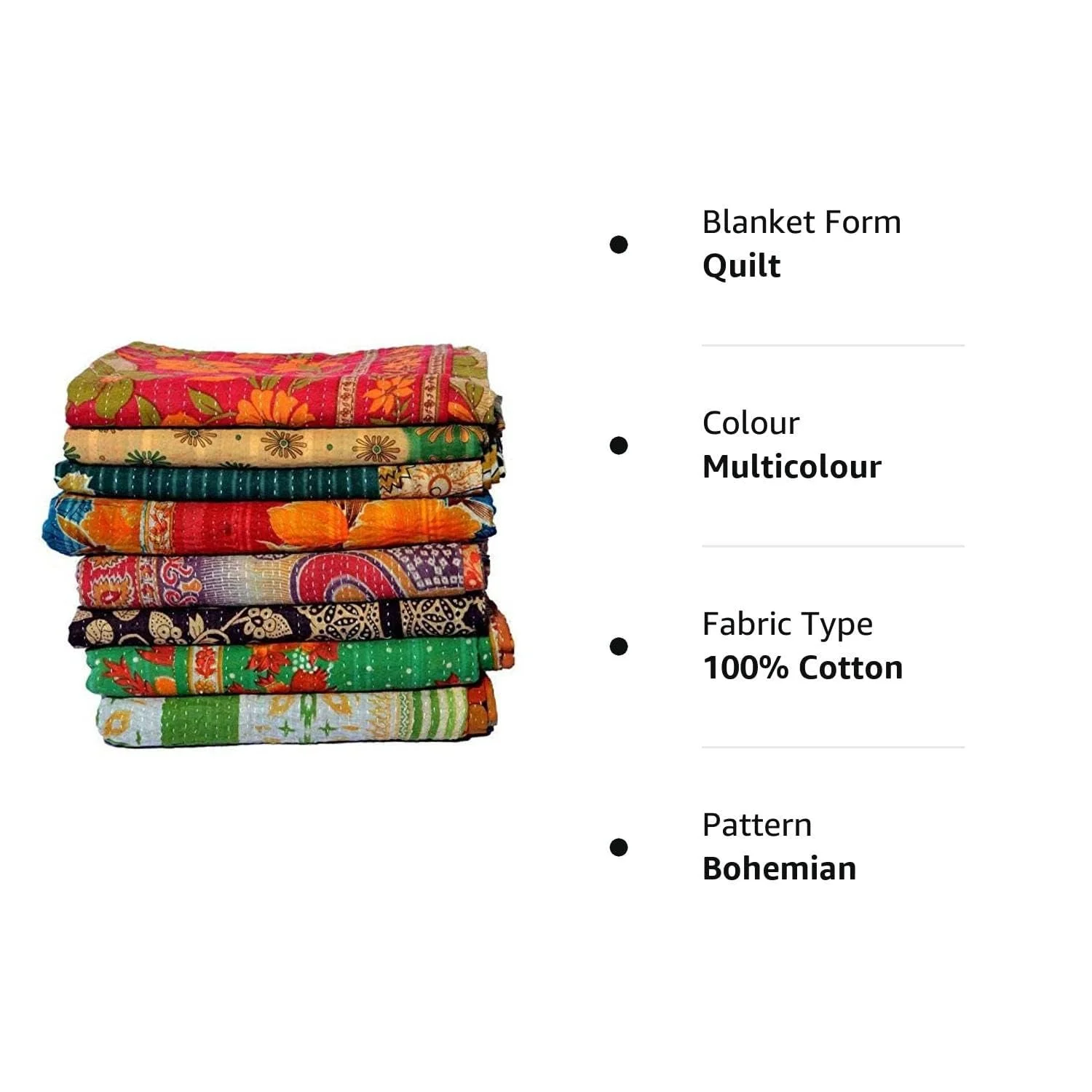 Покривало Estationeryhouse Індійський Вінтажний Ручної Роботи Двосторонній Покривало Бавовняна Тканина, фото №2