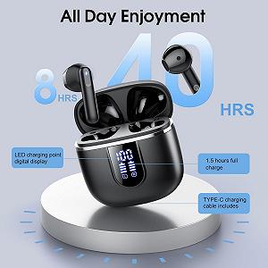 Беспроводные наушники Bluetooth 5.4 Cillso, водонепроницаемые, USB-C, LED дисплей, наушники с микрофоном с шумоподавлением synthetic.ua - Фото 1