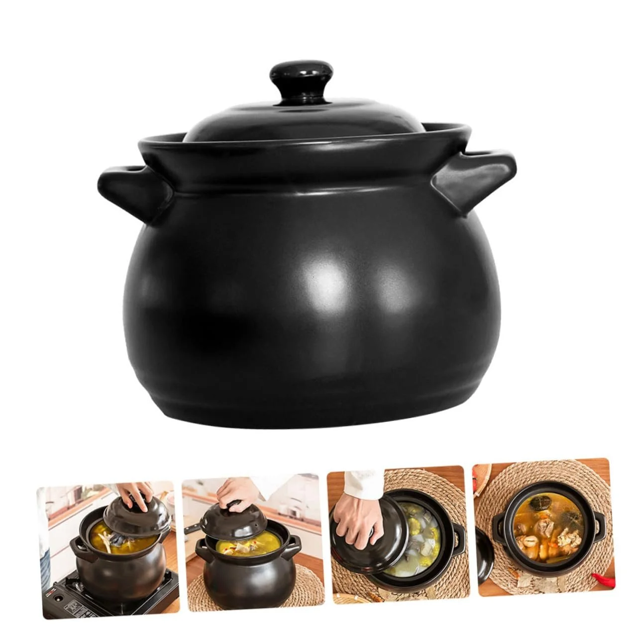 Набор кастрюль VALICLUD для тушения риса с крышкой Черный, фото №6 Набор кастрюль VALICLUD для тушения риса с крышкой Черный, фото №6