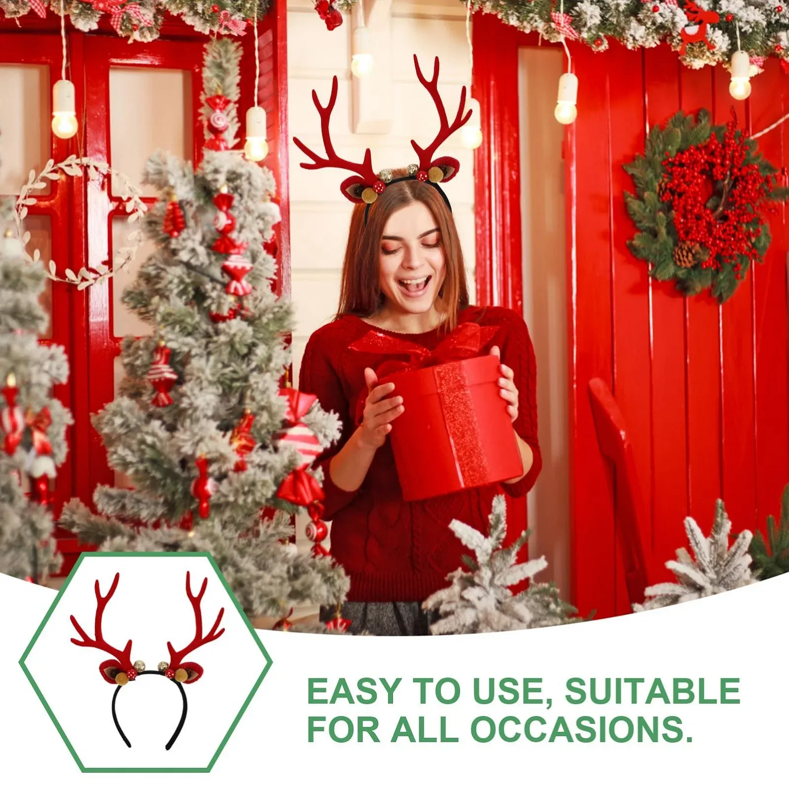 Обруч Рождественские Оленьи Рога, фото №2 Обруч Рождественские Оленьи Рога, фото №2