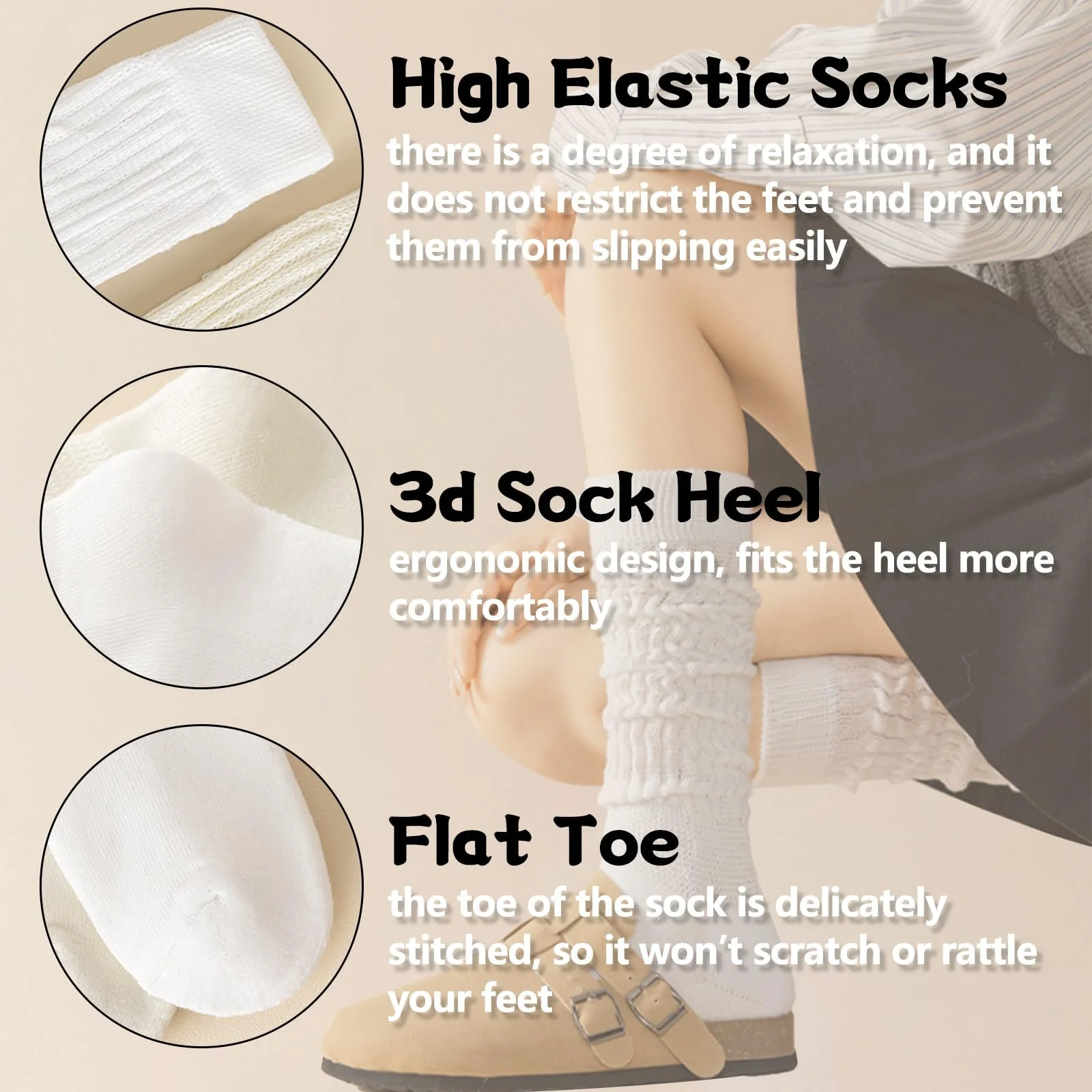 Жіночі в'язані шкарпетки до коліна (3 пари) для зими, фото №2