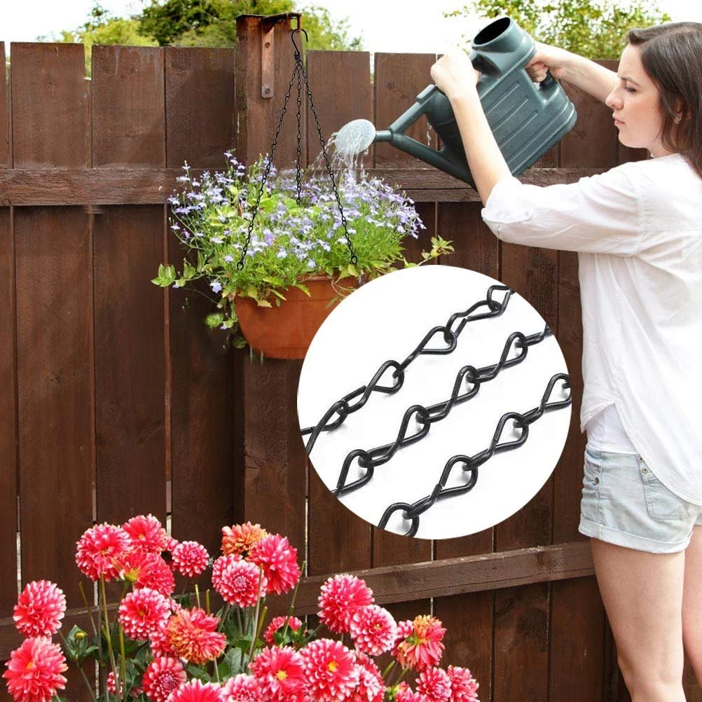 Металеві ланцюжки для підвісних кошиків Набір 6 шт. з S-подібними гачками Чорні, фото №8 Металеві ланцюжки для підвісних кошиків Набір 6 шт. з S-подібними гачками Чорні, фото №8