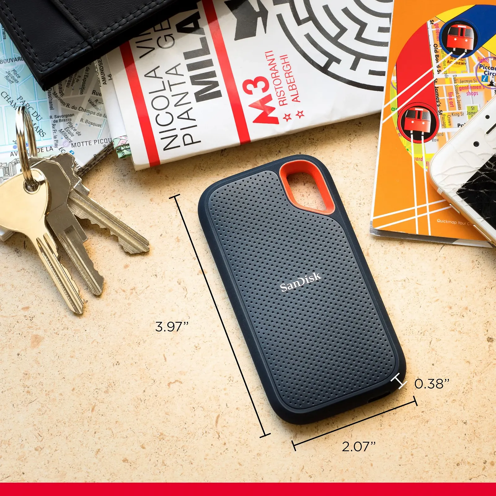 Портативний NVMe SSD накопичувач SANDISK Extreme Portable SSD 8TB USB-C до 1050МБ/с читання / 1000МБ/с запис Захист від падіння до 3м Водо- та пилостійкий Black, фото №3 Портативний NVMe SSD накопичувач SANDISK Extreme Portable SSD 8TB USB-C до 1050МБ/с читання / 1000МБ/с запис Захист від падіння до 3м Водо- та пилостійкий Black, фото №3