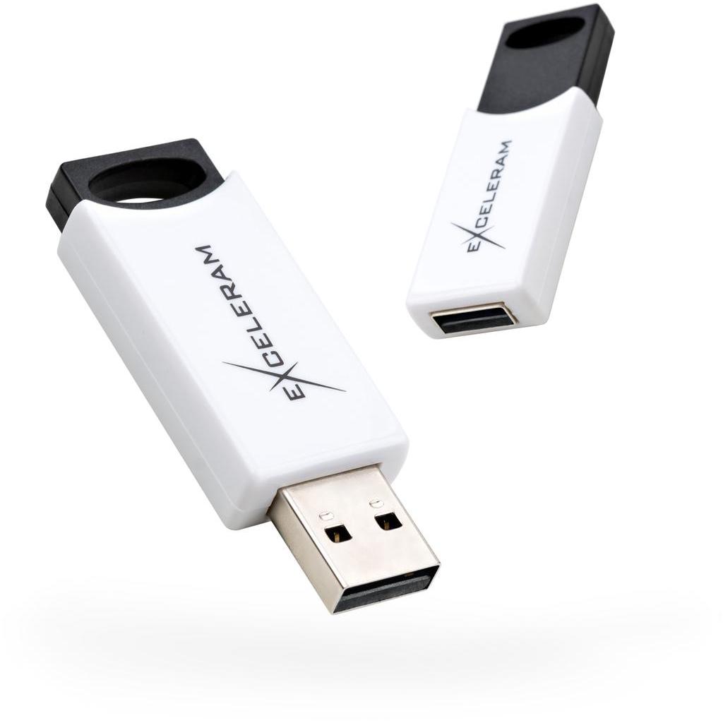 USB флеш-накопичувач Exceleram 64gb H2 Series White/Black USB 2.0 EXU2H2W64, фото №1
