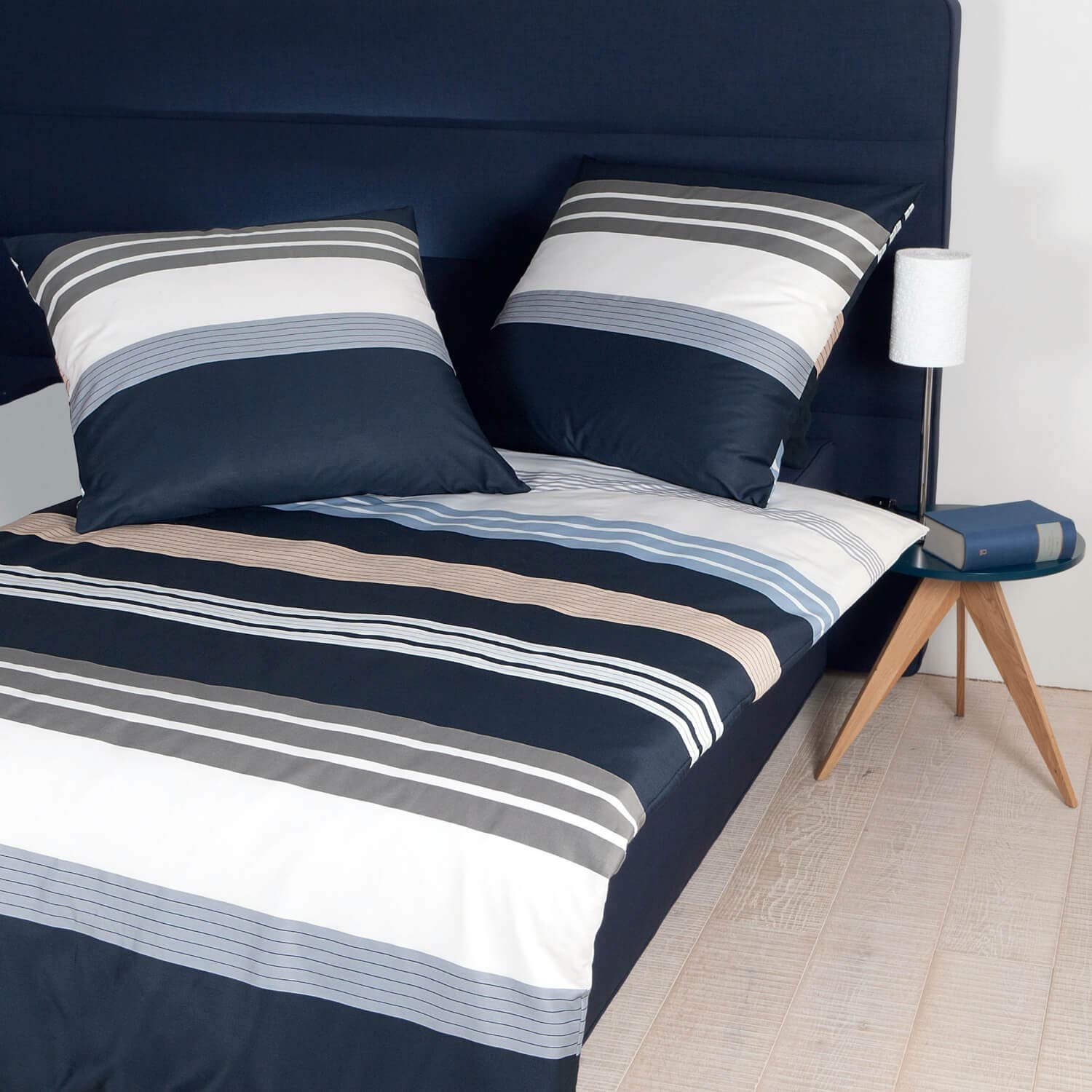 Постільна білизна Janine Mako Satin J.D. 155 x 220 см + 80 x 80 см Срібний Сіро-коричневий Пісочний, фото №1