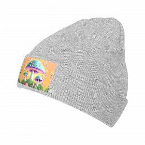 В'язана шапка BROLEO з фантазійним грибним візерунком чорного кольору - Фото 1