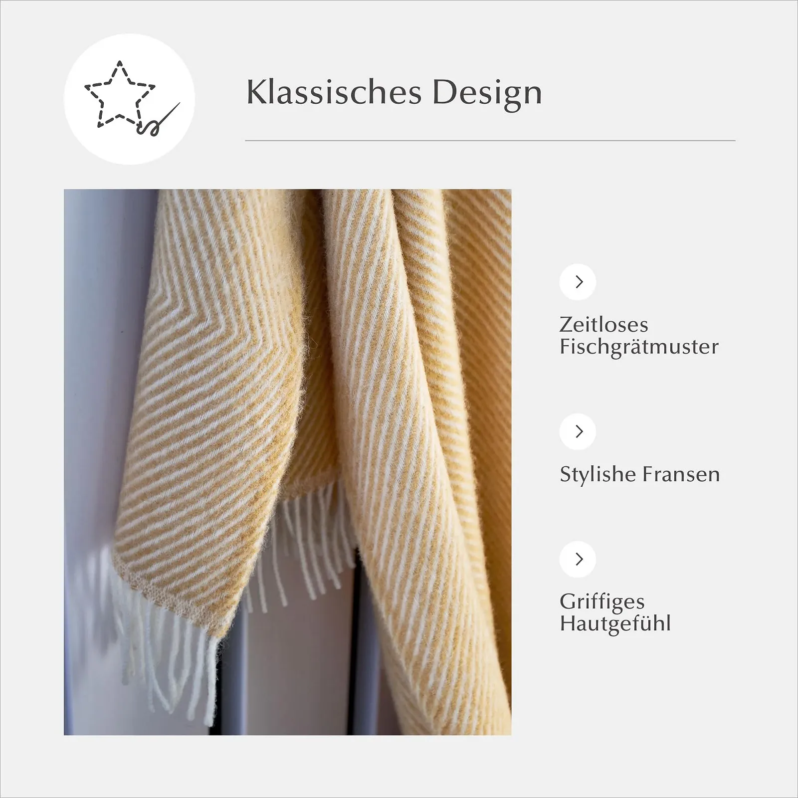 Плед URBANARA Gotland Шерсть 200 x 200 см Серый, фото №4