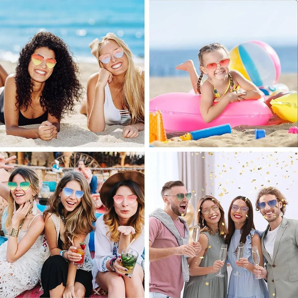 Солнцезащитные очки Hippie В форме сердца Розовый, 6 пар, фото №2