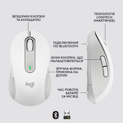 Мышка Logitech Signature M650 L Wireless Mouse for Business Off-White (910-006349), фото №6