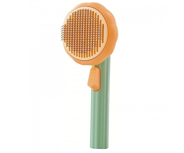 Розчіска для шерсті котів і собак з кнопкою Vailge PGB-A Помаранчево-зелений, фото №1