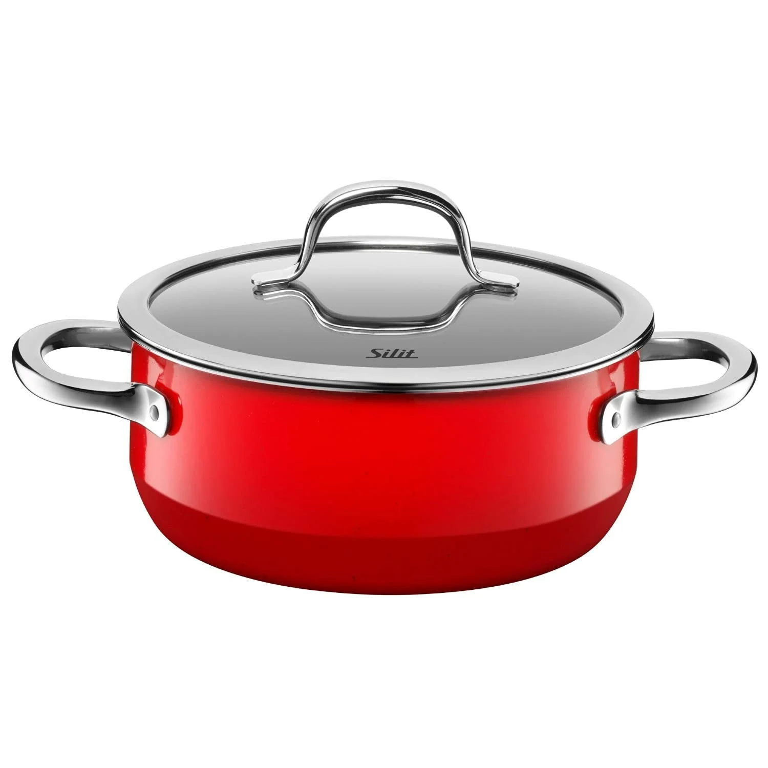 Кастрюля Silit Passion Ø 20 см 2.4 л с ободком для слива полыми ручками стеклянной крышкой Silargan Красный, фото №1 Кастрюля Silit Passion Ø 20 см 2.4 л с ободком для слива полыми ручками стеклянной крышкой Silargan Красный, фото №1