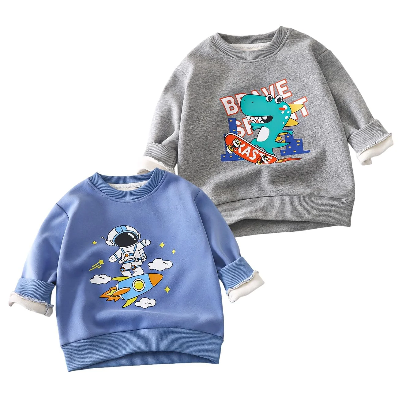 Набір 2 дитячих пуловера з круглим вирізом для хлопчиків, дитячий пуловер, фото №1