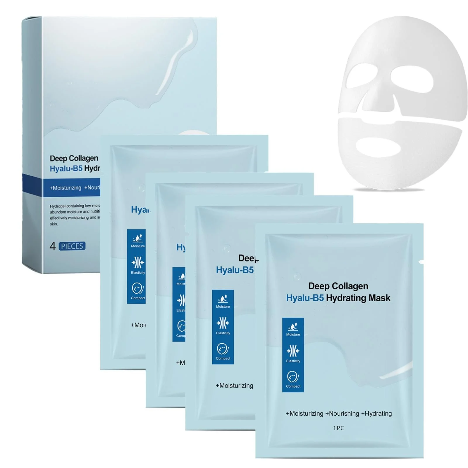 Маска Soleneva Collagen, ночная маска с коллагеном и гиалуроновой кислотой, увлажняющая маска для лица и тканевая маска для подтяжки кожи, антивозрастная маска для женщин, набор для ухода за лицом (4 шт.), фото №1