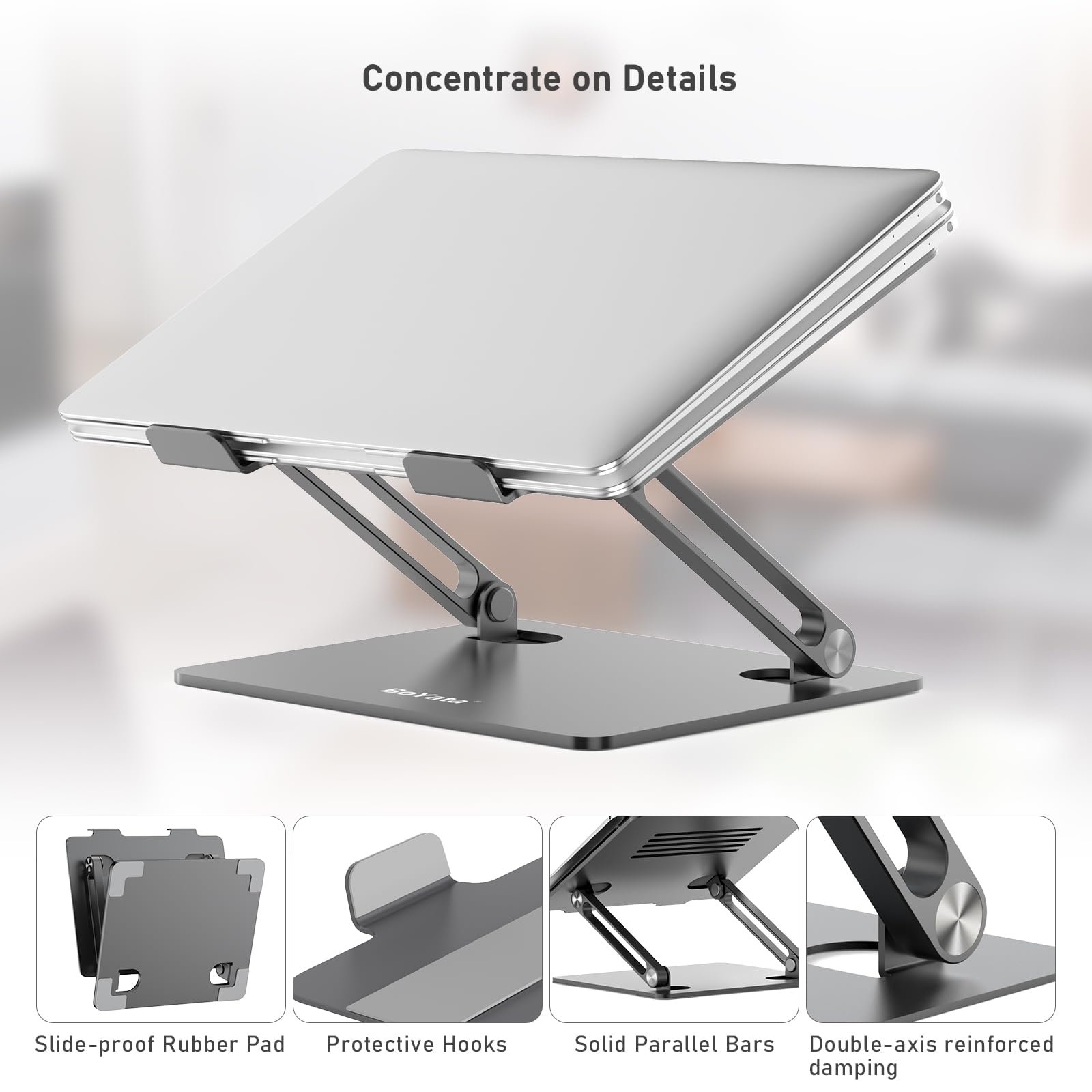 Подставка для ноутбука BoYata Multi-Angle с вентиляционным отверстием (10-15 дюймов) Silver, фото №5 Подставка для ноутбука BoYata Multi-Angle с вентиляционным отверстием (10-15 дюймов) Silver, фото №5