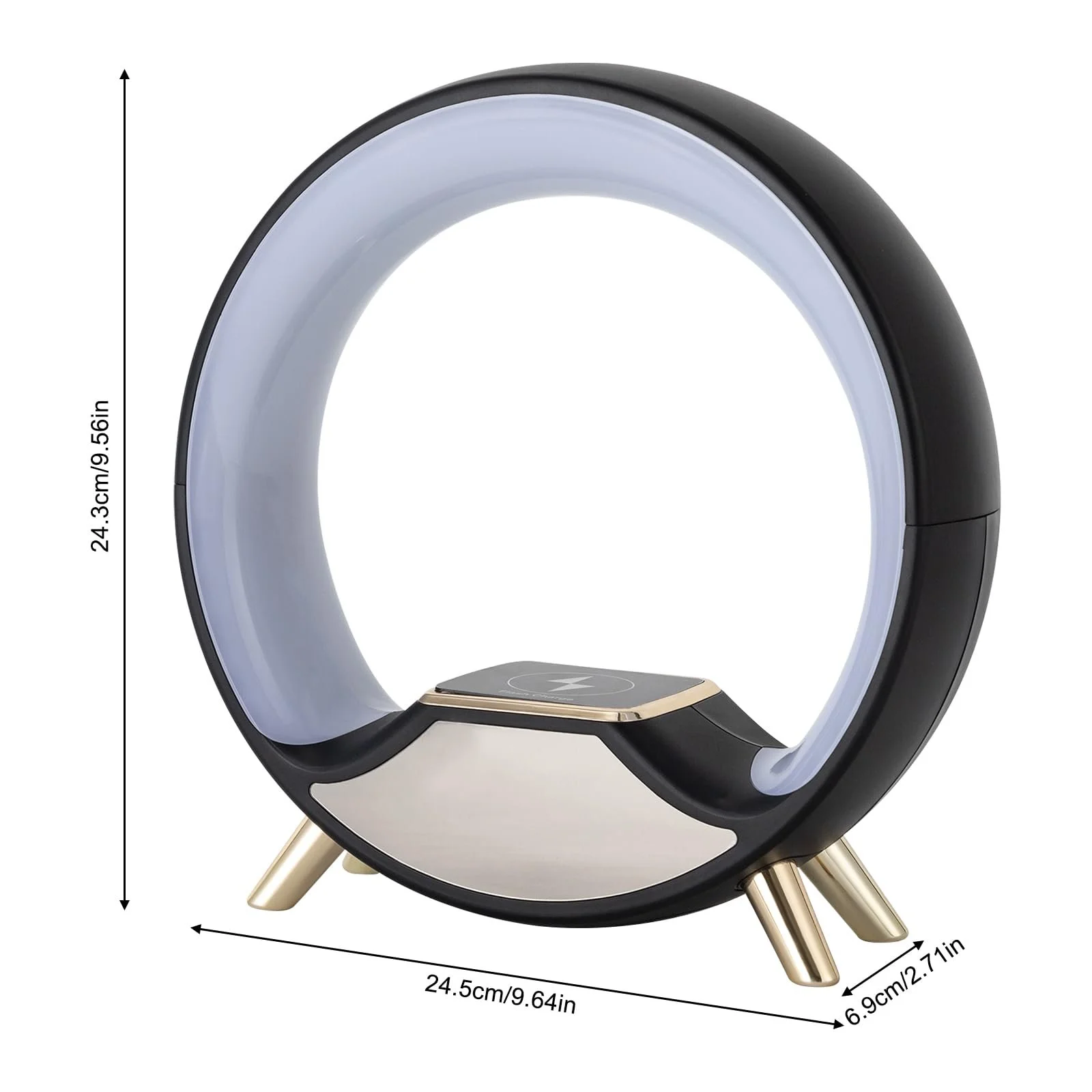 Настільна лампа нічник акумуляторна USB з Bluetooth-колонкою та будильником LED, фото №9