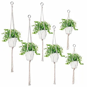 Підвісний кошик макраме 6 шт. з S-подібними гачками Білий - Фото 1