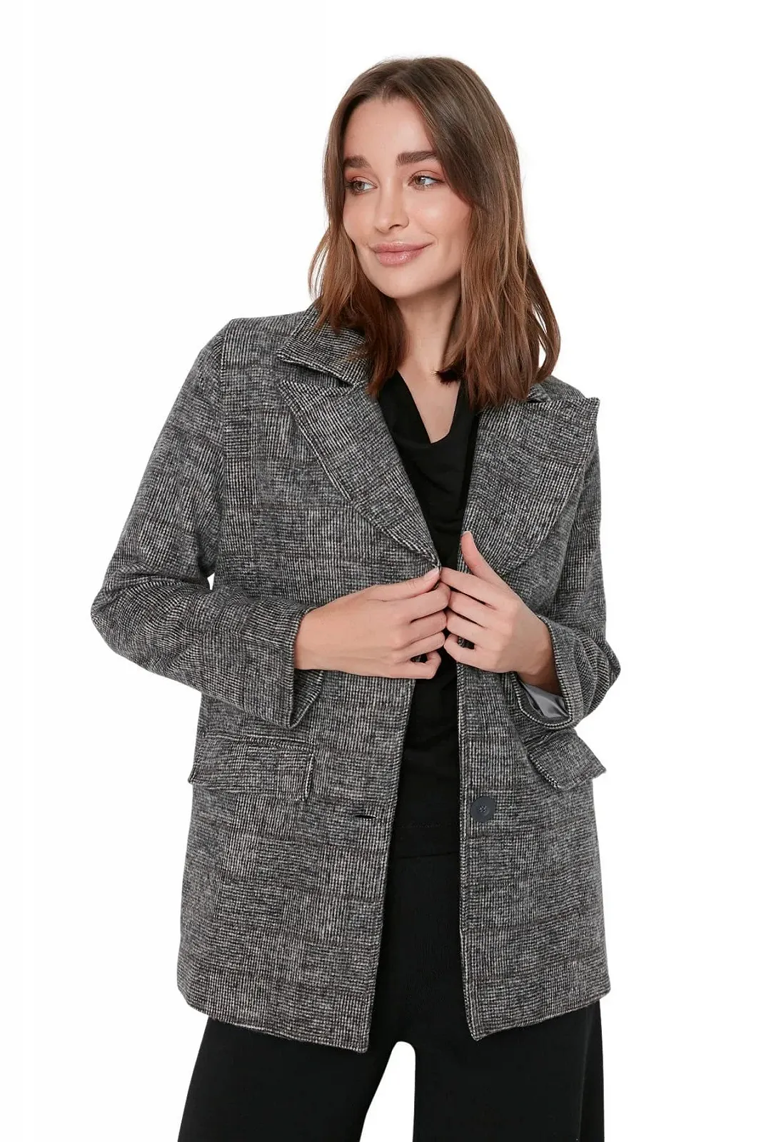 Классическое пальто TRENDYOL Regular Черный, фото №1 Классическое пальто TRENDYOL Regular Черный, фото №1