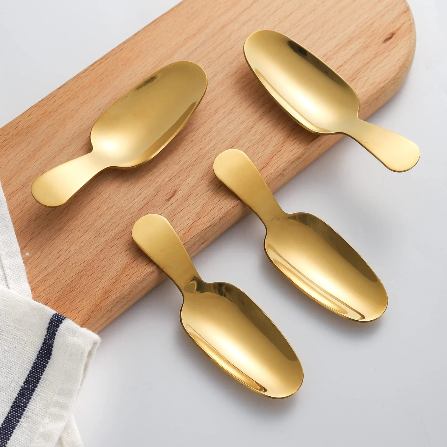 Ложка десертная zeeooil Gold 6 шт, нержавеющая сталь, ложка для соли, короткая ручка, мерная ложка для кофе, мини ложка для чая, для небольших стаканов, сахара, меда, фото №5