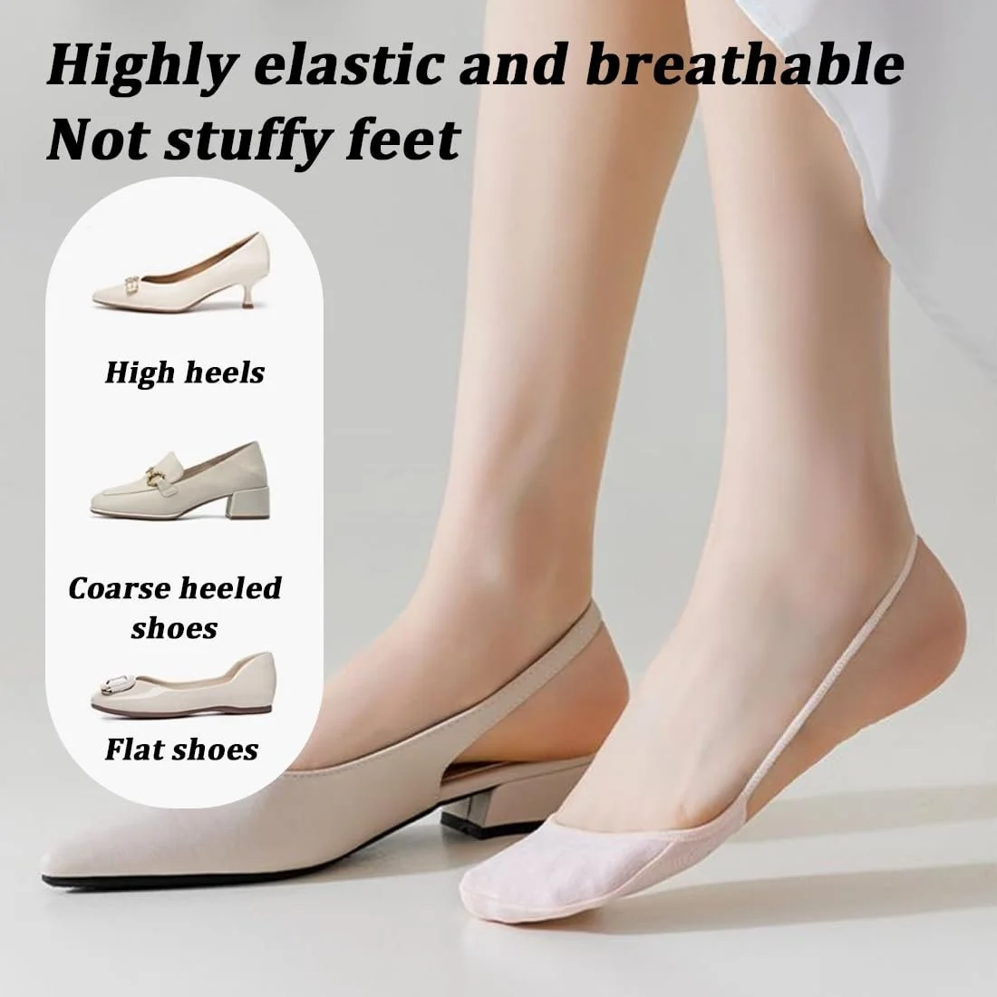 Шкарпетки жіночі без сліду для балеток, дихаючі півшкарпетки для босоніжок, 4 пари, фото №4