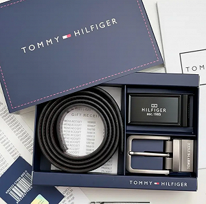 Шкіряний ремінь Tommy Hilfiger подарунковий набір для чоловіка - Фото 1
