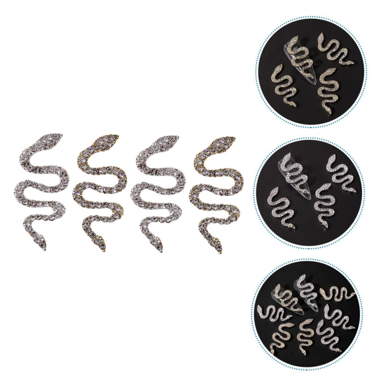 Украшение для ногтей Тип Mikinona Змея 4шт. Стразы для ногтей Декор для маникюра Ювелирные изделия, фото №8