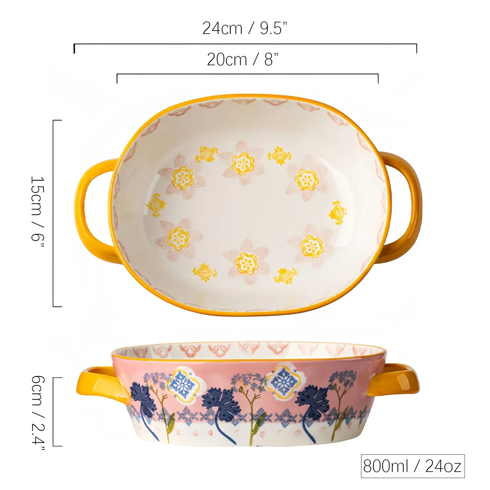 Форма для запекания керамическая 24 унции Розовая, фото №2