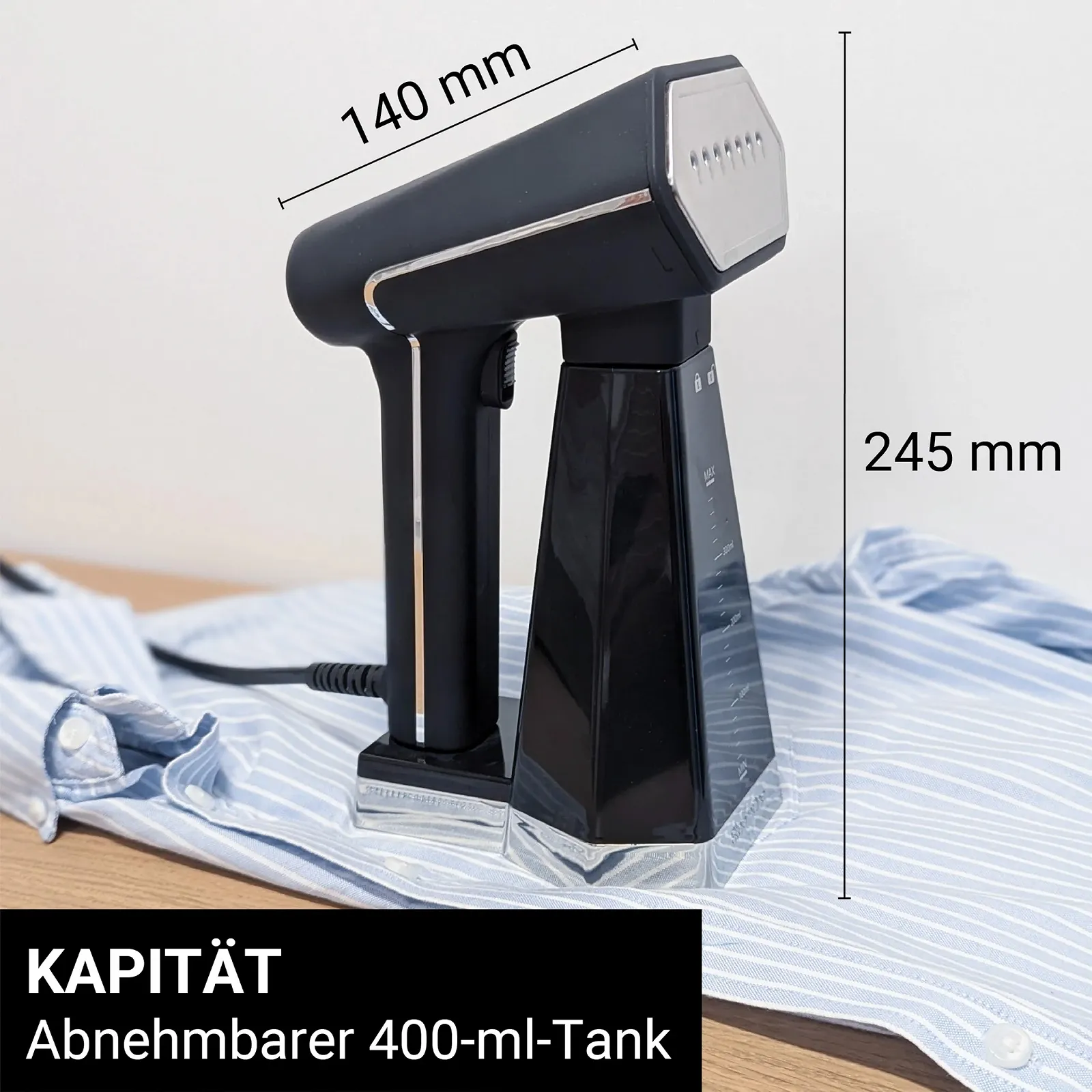 Вертикальный отпариватель STEAMONE EUSN400B 2000 Вт 30 г/мин 400 мл Черный, фото №5