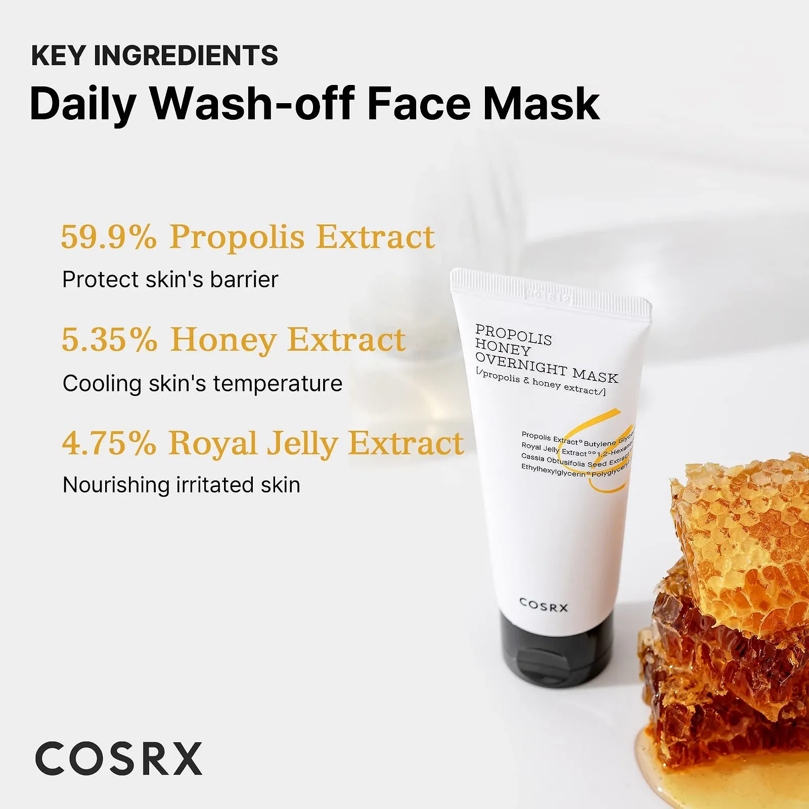 Маска для лица COSRX Full Fit Propolis Honey Overnight, Экстракт прополиса 87%, 60 мл, фото №4