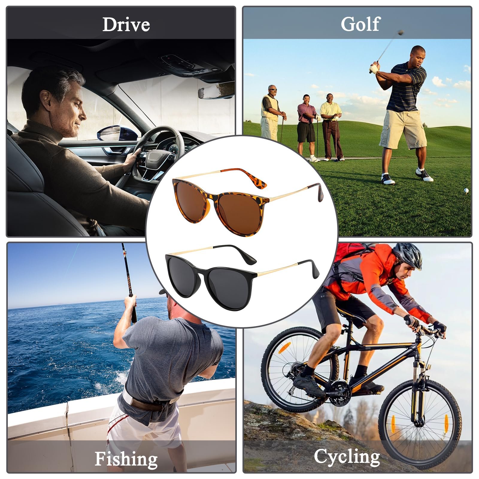 Жіночі сонцезахисні окуляри (2 шт.) Поляризовані Жіночі Ретро Дизайн UV400, фото №6