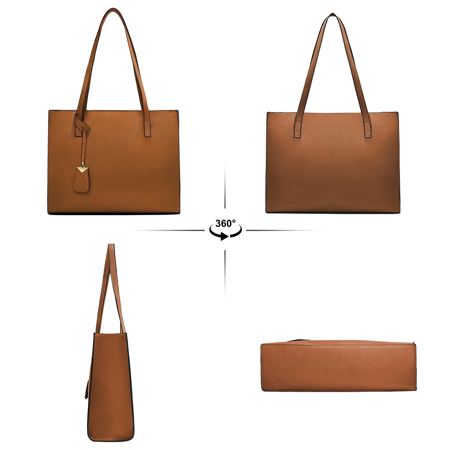 Сумка-тоут женская из искусственной кожи CCKUU, однотонная, с ручками сверху для работы, учебы и шоппинга, фото №7