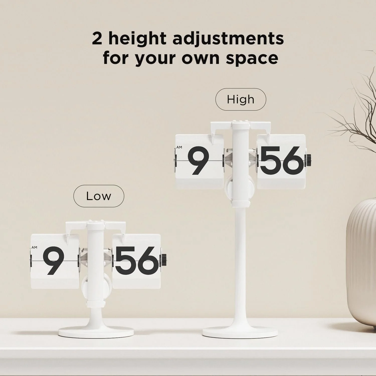 Настольные часы Регулируемые по высоте (Белый) Ретро Винтажный Аналоговый Дизайн Настольные часы на батарейках для дома Гостиной Офиса Школы Отеля, фото №2 Настольные часы Регулируемые по высоте (Белый) Ретро Винтажный Аналоговый Дизайн Настольные часы на батарейках для дома Гостиной Офиса Школы Отеля, фото №2