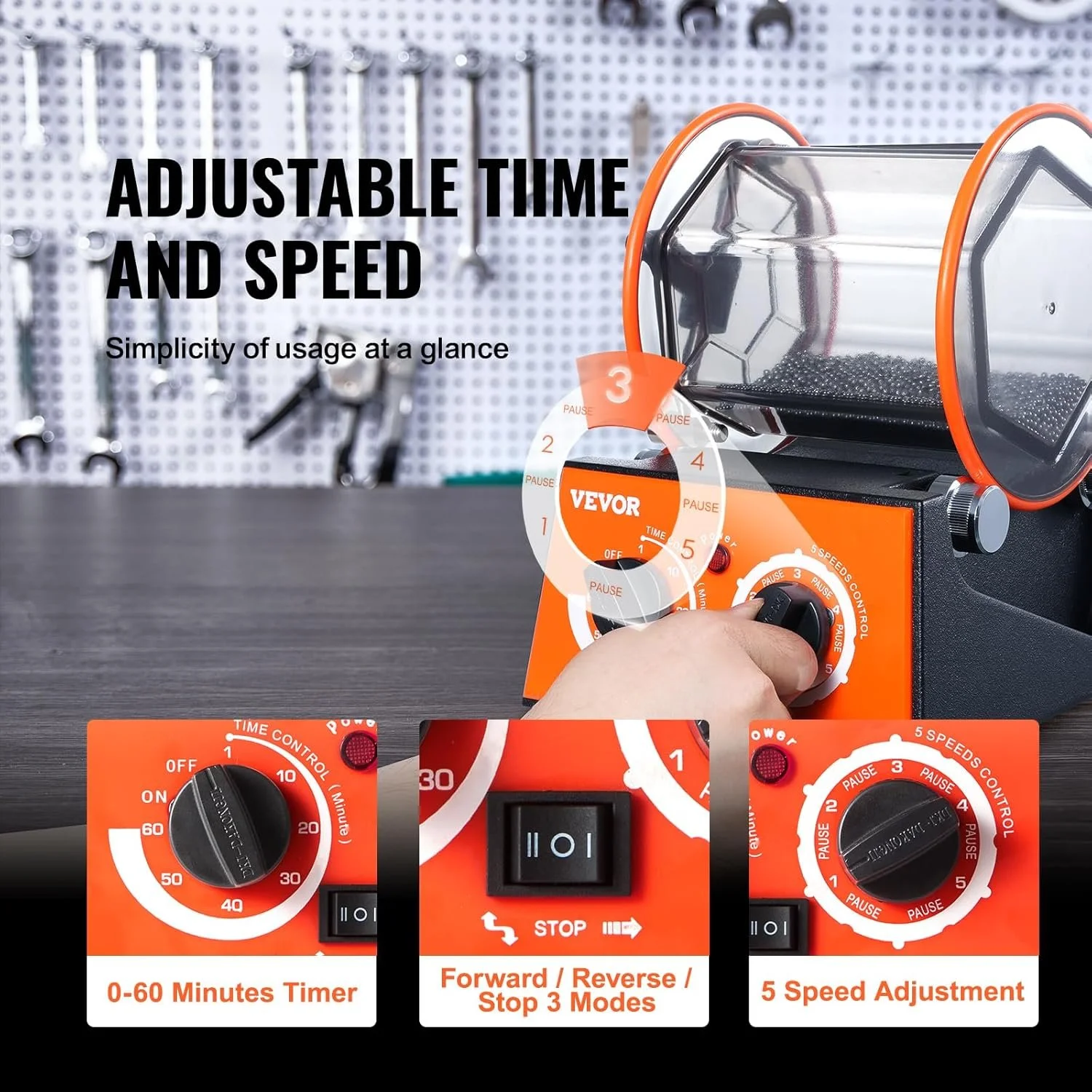 Полірувальна машина для ювелірних виробів Vevor KD-68082 Помаранчевий, фото №6