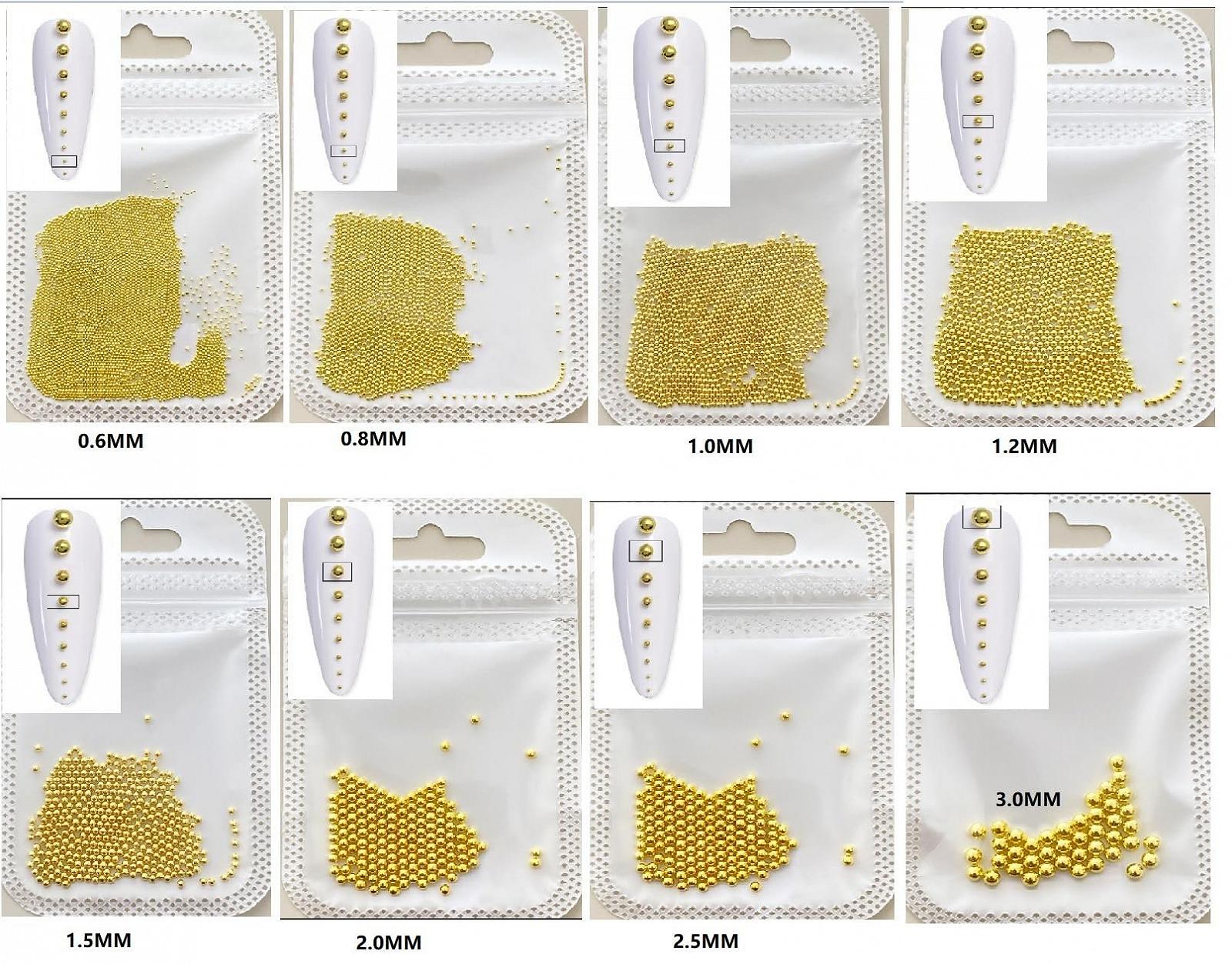 Стальные шарики CYBERNOVA 3D для дизайна ногтей, мини-шарики, золото, серебро, 0.6 мм-3.0 мм, металлические шарики с пинцетом (золото), фото №2
