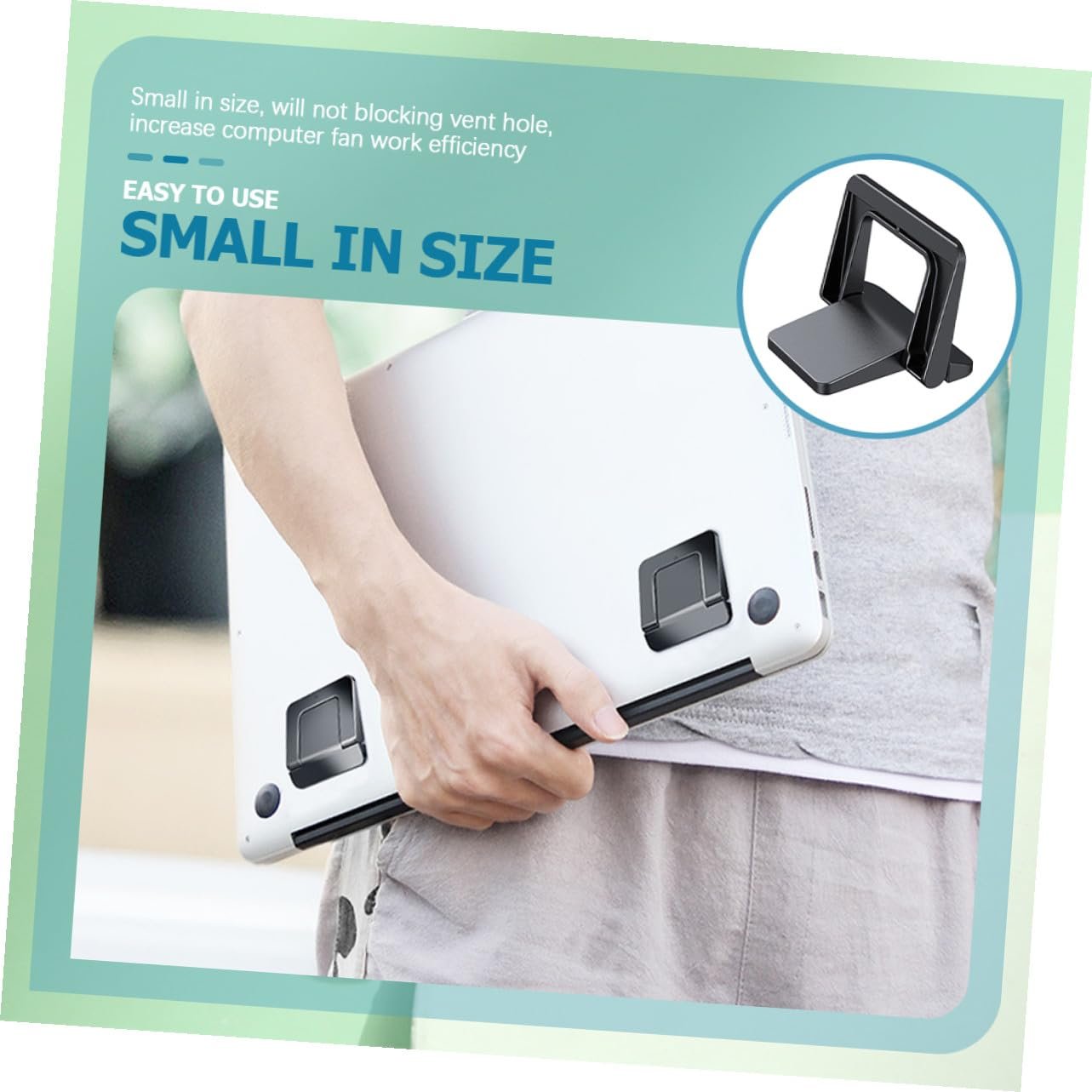 Подставка для ноутбука складная из прочного PC материала, эргономичная подставка для ноутбука с улучшенной циркуляцией воздуха, складывается для офиса и дома, снимает нагрузку с шеи и плеч, фото №4