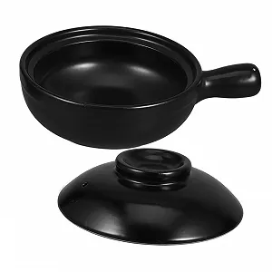 Горшок Donabe Керамический с крышкой Черный термостойкий равномерный нагрев - Фото 1