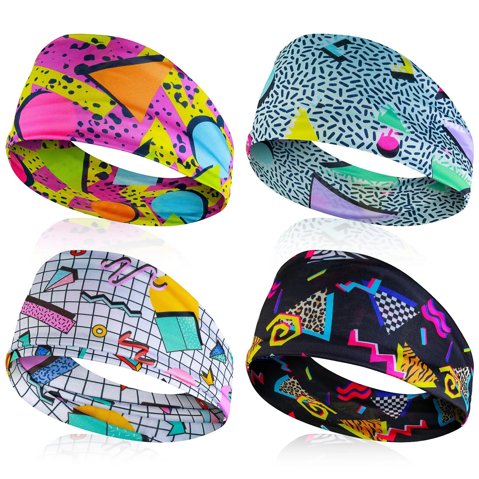 Пов'язка на голову Mabor 80-х Ретро принт, набір 4 шт., фото №1
