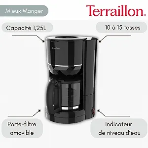 Электрическая капельная кофеварка TERRAILLON BLACK DIAMOND 1,25 л 980 Вт Черная synthetic.ua - Фото 1