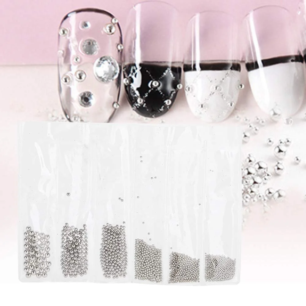 Украшения для ногтей 4 цвета Шарики стальные 0.5 мм 3.0 мм Аксессуары для маникюра Шарики стальные мини для дизайна ногтей Золотой Серебряный Розовый, фото №2