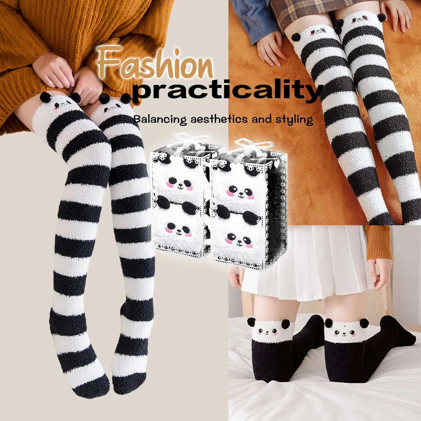 Пара жіночих довгих шкарпеток Panda One Size, фото №7