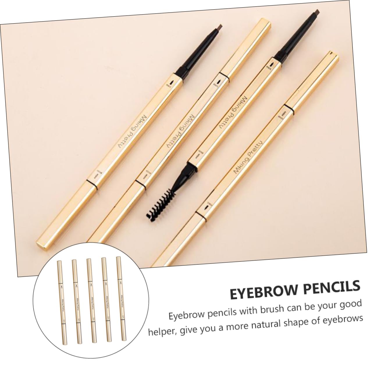 Карандаш для бровей Gogogmee 5St двусторонний Microblading для бровей Tintenstift с кисточкой водостойкий пластиковый, фото №4