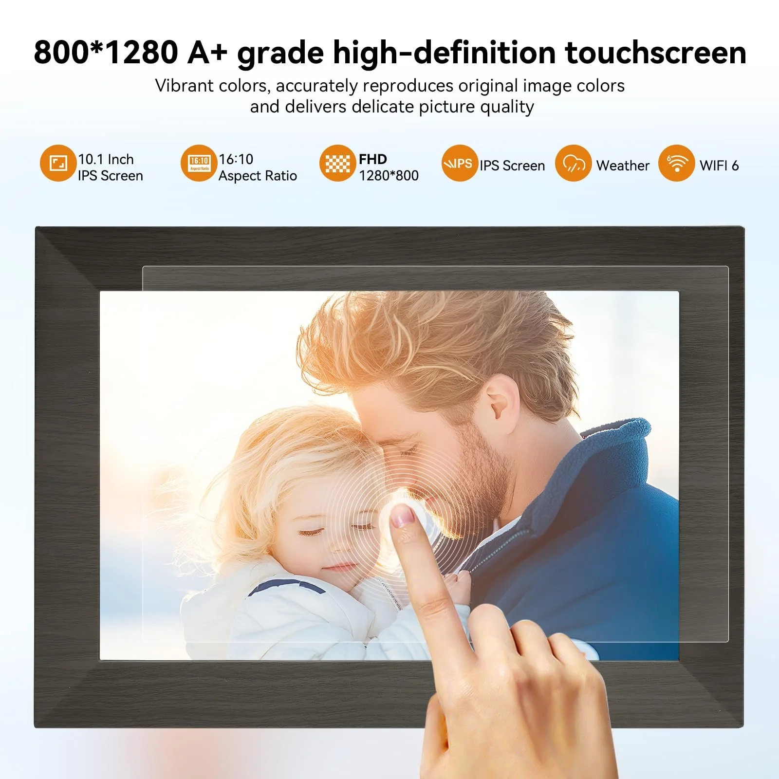 Цифровая фоторамка BWJBSW 10 дюймов WiFi 32 ГБ IPS Touchscreen Auto-Rotate, фото №7