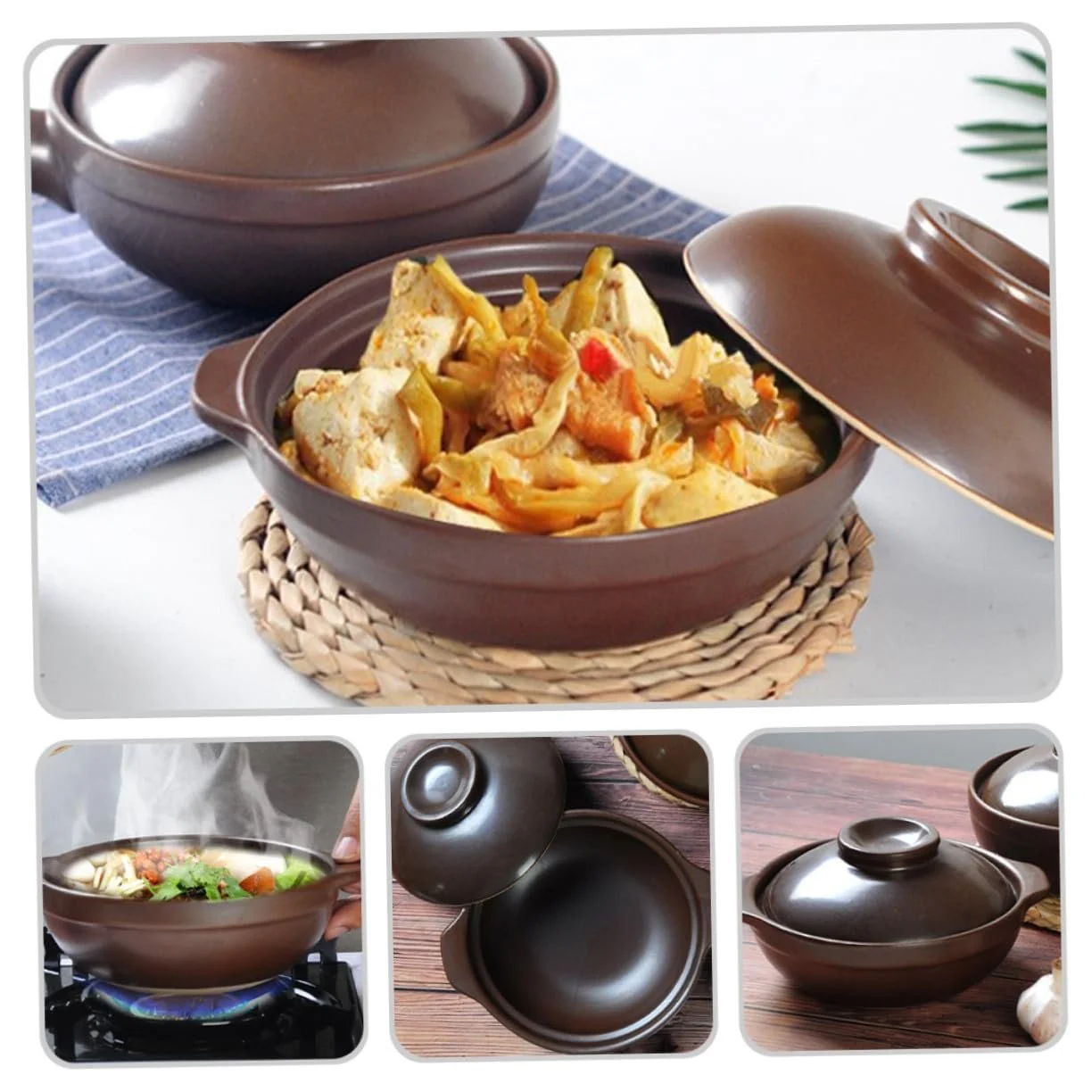 Горшок VALICLUD керамический термостойкий с двумя ручками для риса и супа, фото №9