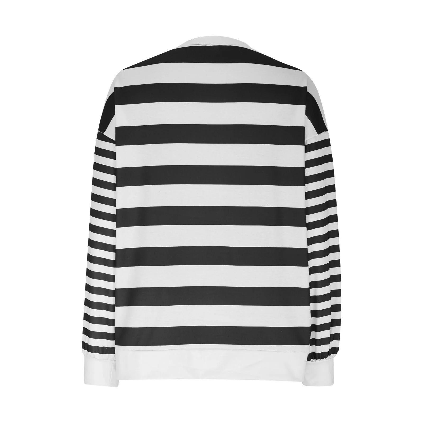 Женский Свитшот Полосатый Свободный крой Круглый вырез Длинный рукав Коровья принт, фото №3