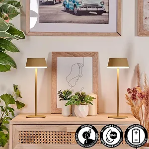 Настільна лампа LED HOFSTEIN Romdrup Набір з 2 шт. Метал/Пластик USB-C Акумулятор IP44 Пісочний/Білий synthetic.ua - Фото 1