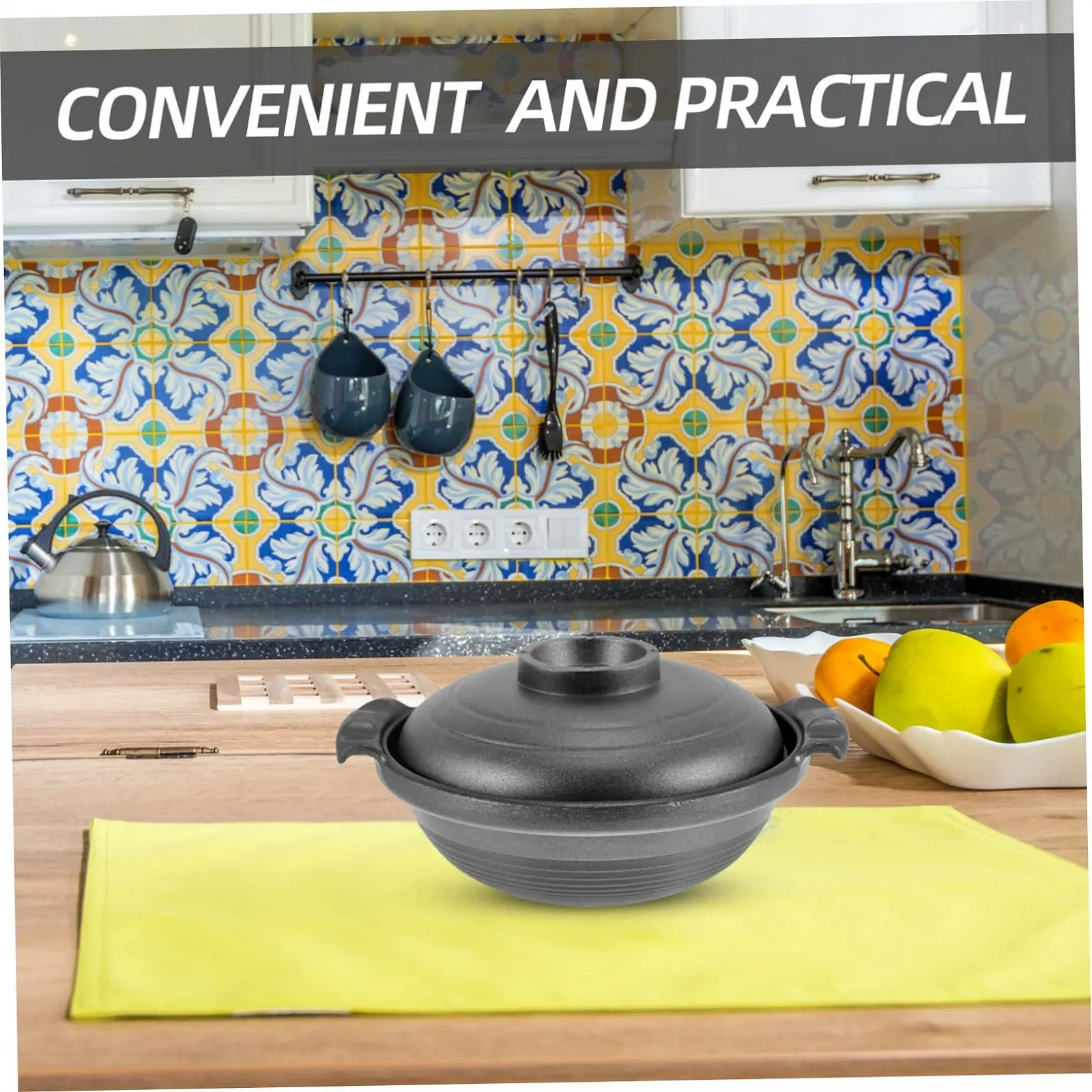 Керамическая кастрюля Mobestech с двойными ручками и крышкой термостойкая, фото №7