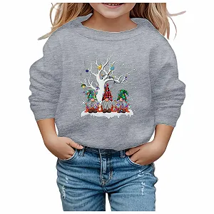 Свитшот для девочки, детский мягкий свитшот с длинными рукавами и графическим рисунком, милый пуловер с круглым вырезом - Фото 1